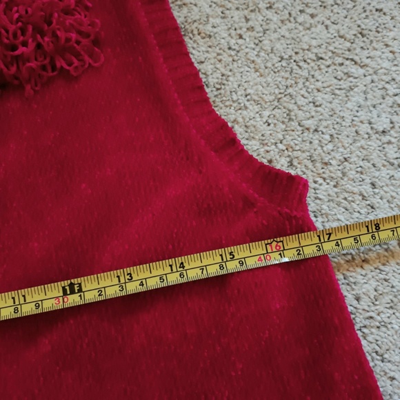 Full Zip Sleeveless Red Collared Sweater Vest Sz S - Picture 11 of 15